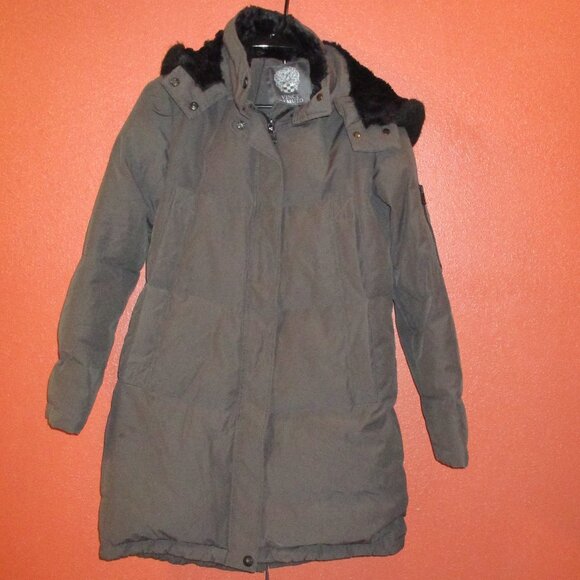 Vince Camuto Woman X Small Full Zip PocketsFeather Down Faux Fur Hooded Coat - Picture 1 of 11